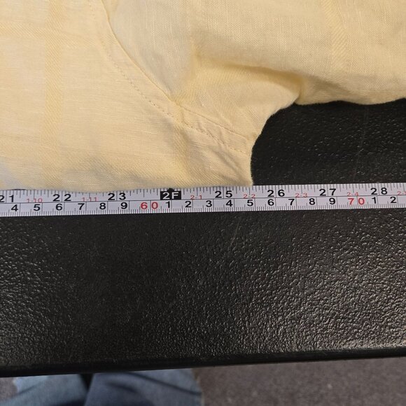 Caribbean Mens Short Sleeve Button-Up Shirt Yellow XL Linen & Cotton Blend - Picture 7 of 8